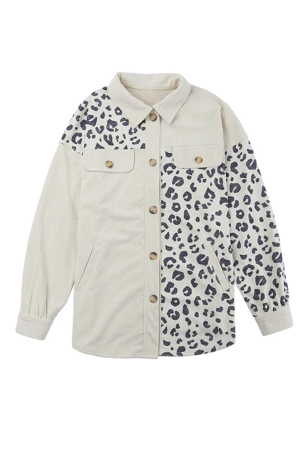💀💎 Corduroy Leopard Print Pocketed Jacket – Unleash Your Inner Wild Cat 💋
