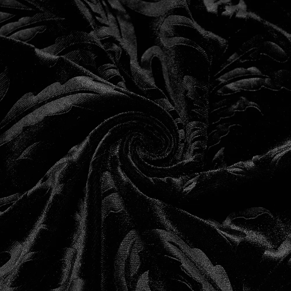 Black Floral Velvet Flared Pants with Chains and Mesh Waist