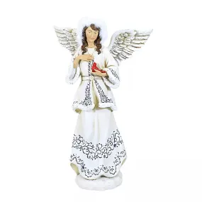 Christmas Angel Holding Cardinal 10.5"