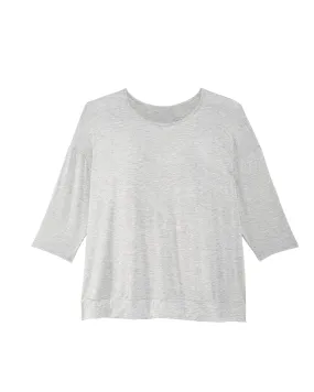 Cressida 3/4 Sleeve Button Back Tee | Light Grey / Light Grey