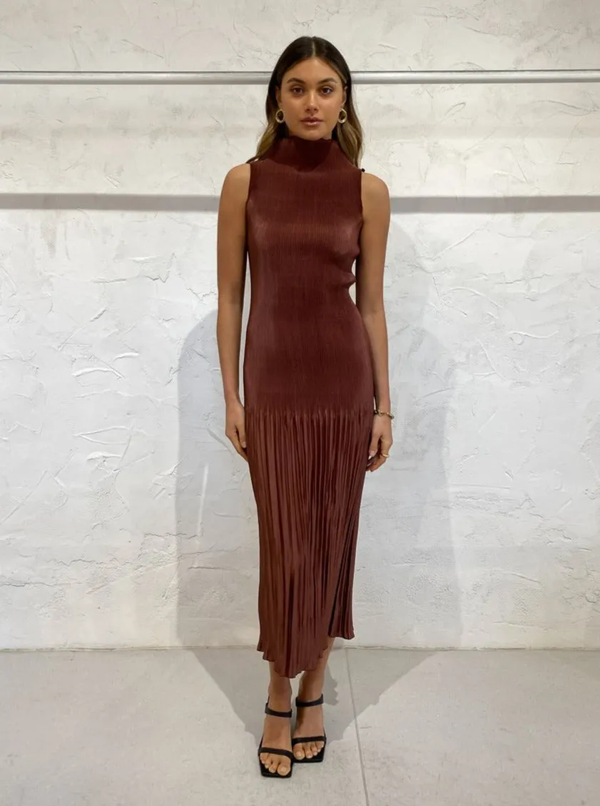 Lidee Soiree High Neck Gown in Chocolate