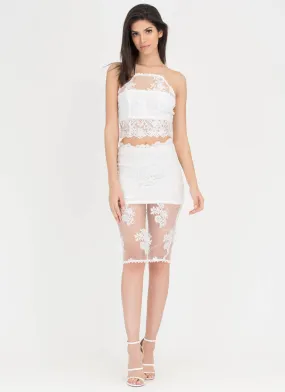 Sheer Of It Floral Lace Two-Piece Dress